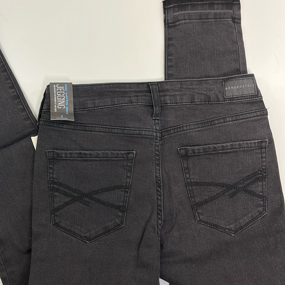 NEW Aeropostale High Wasted Seriously Stretchy Classic Black Jeggings, Size 2 - Picture 6 of 10